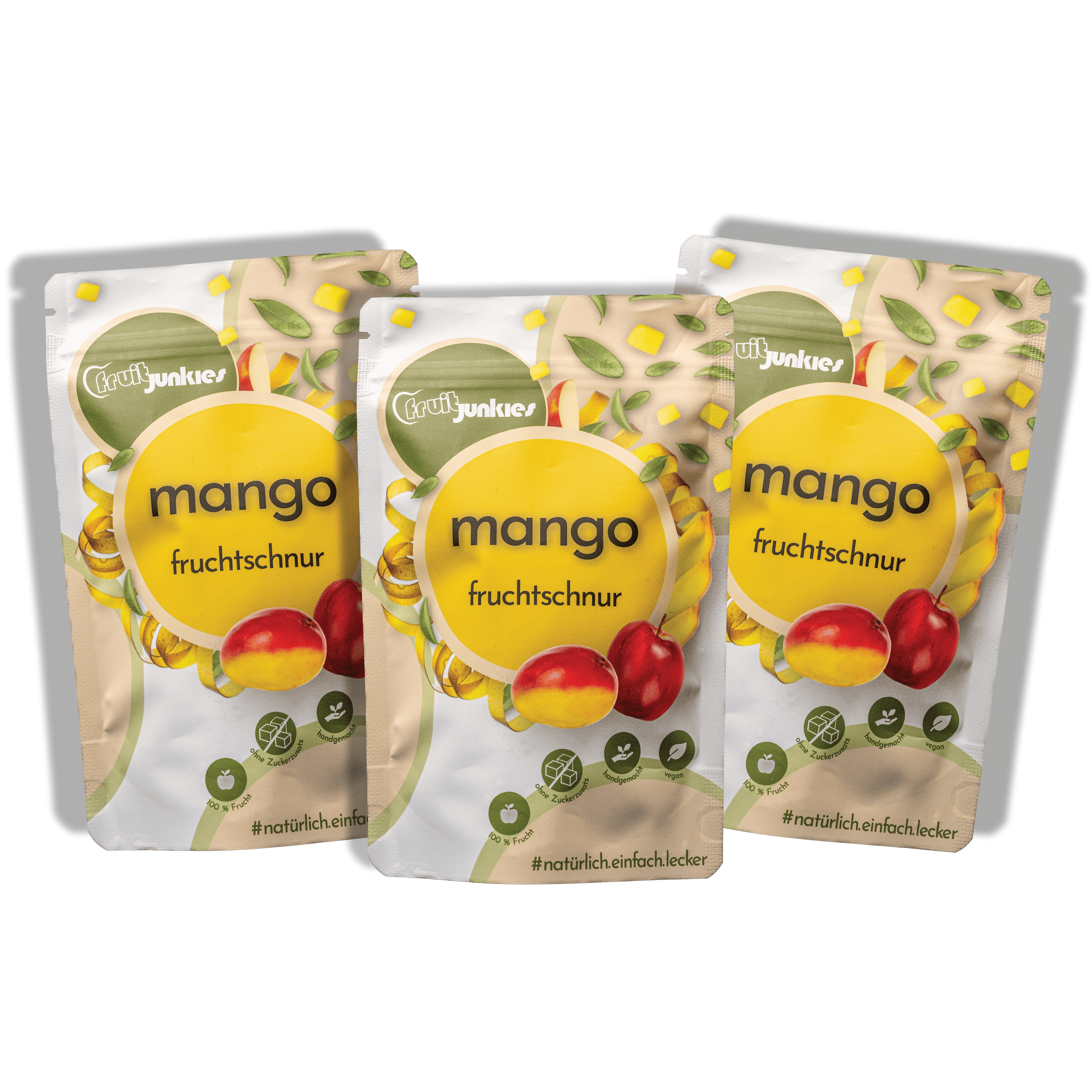 Das fruitjunkies Bundle 80g Tüten bestehend aus 3 mal Mango - Mango Überdosis